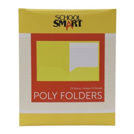 SCHOOL SMART FOLDER  TWO-POCKET POLY YELLOW PACK OF 25 PK 2019627